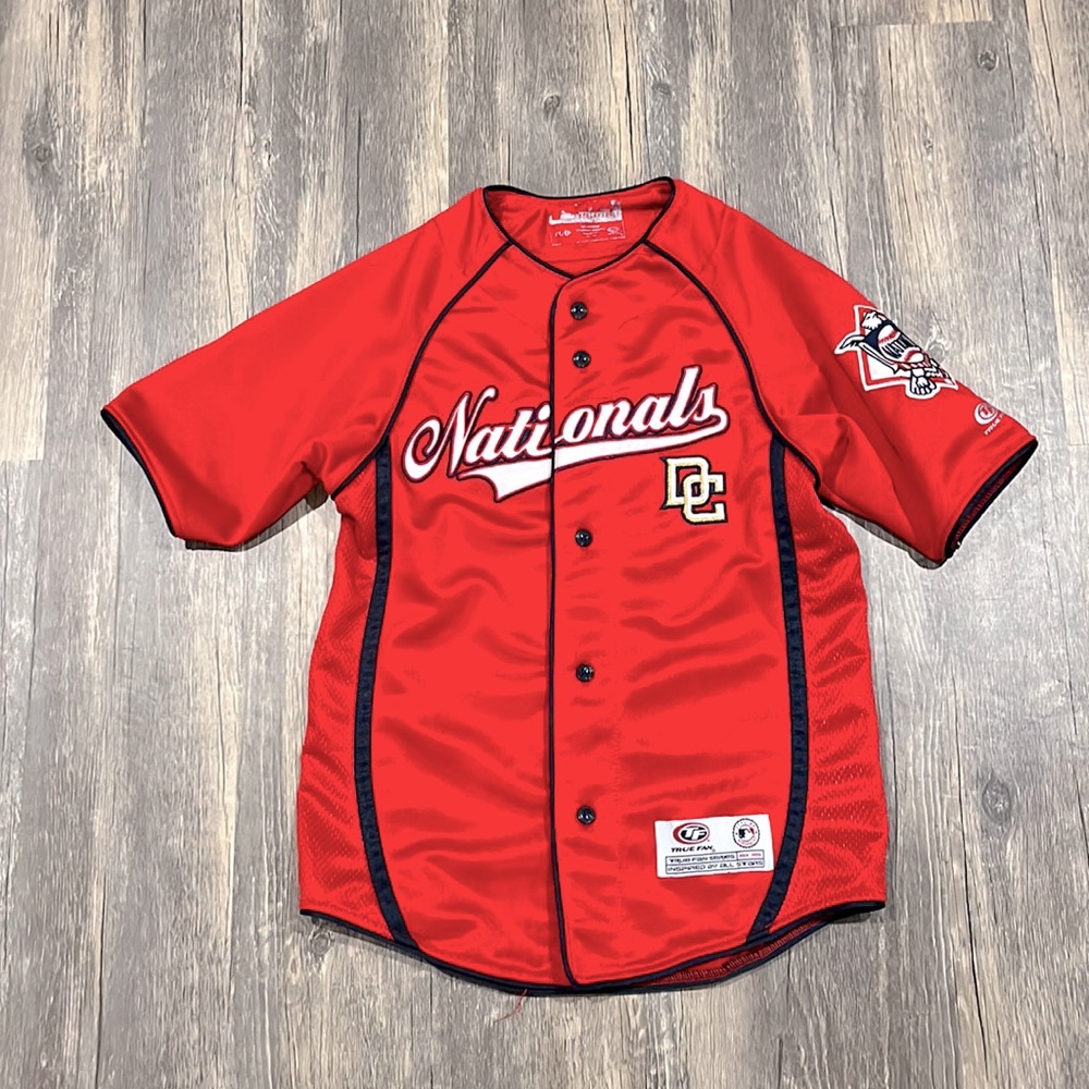 Washington Nationals youth baseball jersey button front short sleeve shirt